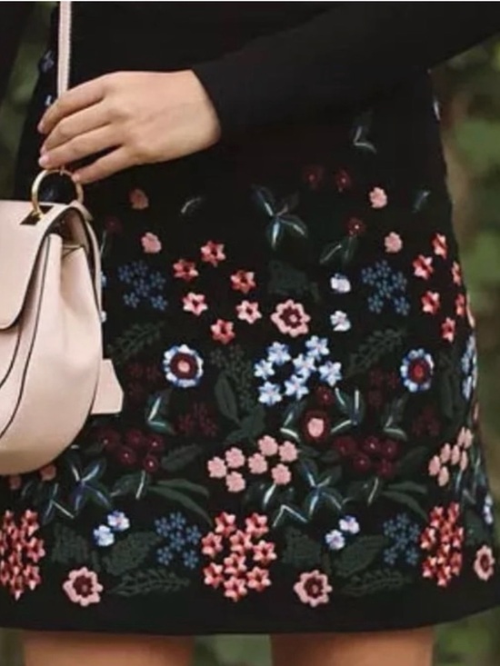 Zara Dresses & Skirts - Zara Woman Floral Embroidered Black Mini Skirt A-Line Size XS/S
